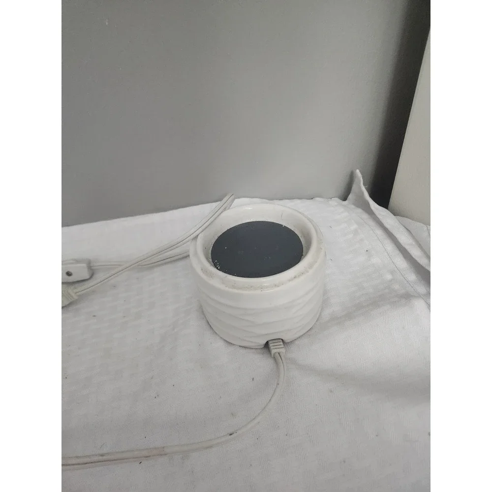 White Ceramic Electric Candle Warmer Plate Textured Wavy Base with On Off Switch